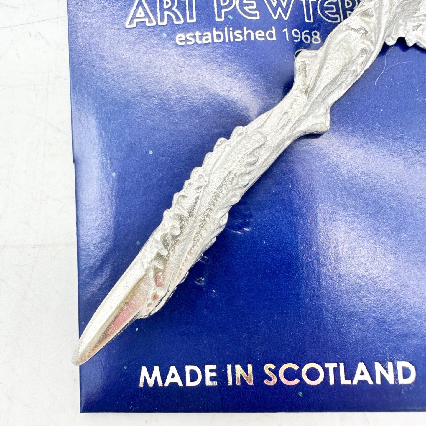 Art Pewter Thistle Kilt Pin Brooch 4 inch long Silver Finish Made In Scotland