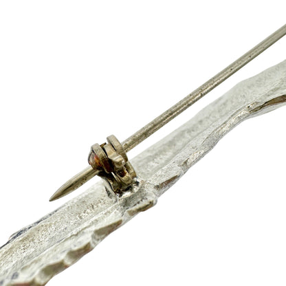 Art Pewter Thistle Kilt Pin Brooch 4 inch long Silver Finish Made In Scotland