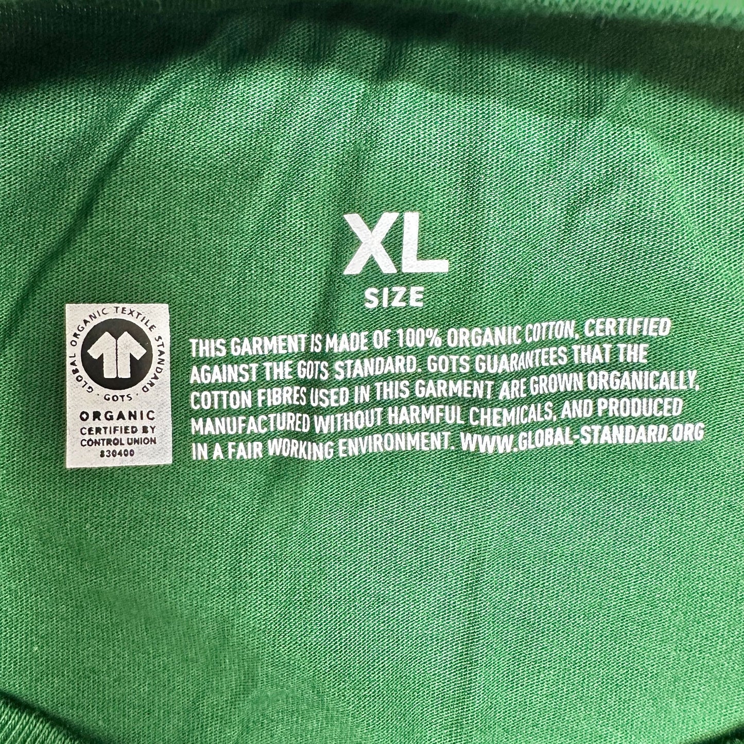 Jameson Green Organic Cotton Tee Shirt XL GOTS Certified Sustainable Ethical