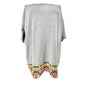 LuLaRoe Irma Tunic Top Womens Large Gray with Colorful Tribal Hi Lo Hem SS