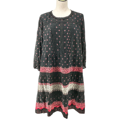 J. Jill Womens Shift Dress Womens XL Black and Red Printed Long Sleeve Pullover