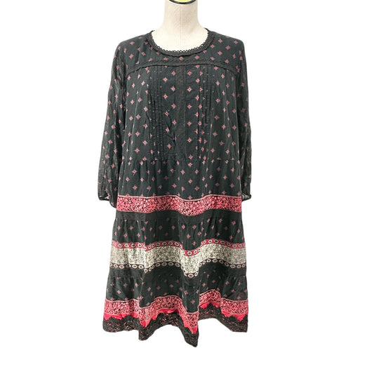J. Jill Womens Shift Dress Womens XL Black and Red Printed Long Sleeve Pullover