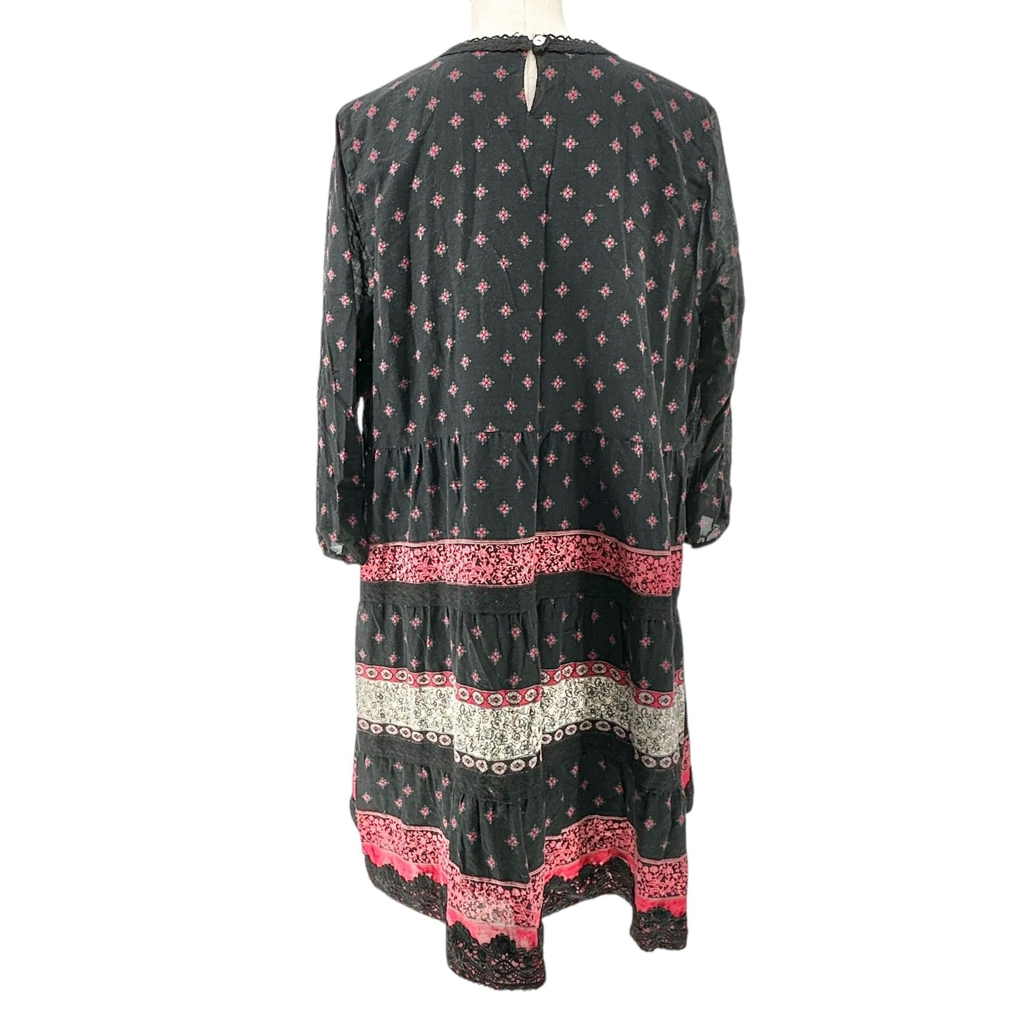 J. Jill Womens Shift Dress Womens XL Black and Red Printed Long Sleeve Pullover