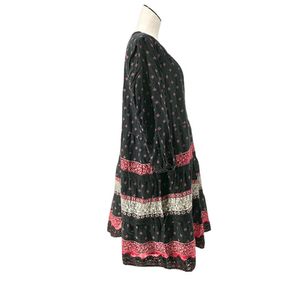 J. Jill Womens Shift Dress Womens XL Black and Red Printed Long Sleeve Pullover