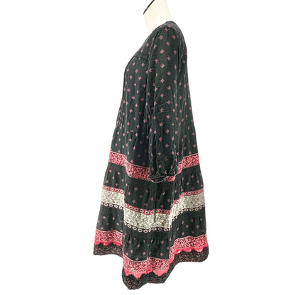 J. Jill Womens Shift Dress Womens XL Black and Red Printed Long Sleeve Pullover