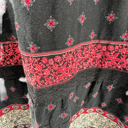 J. Jill Womens Shift Dress Womens XL Black and Red Printed Long Sleeve Pullover