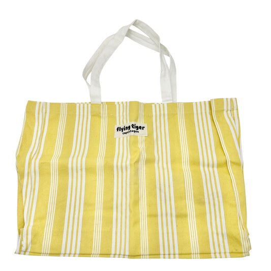 Flying Tiger Copenhagen Tote Bag 20x14x4 Yellow and White Striped Cotton
