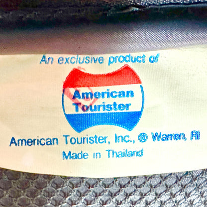 American Tourister Dark Blue Rolling Suitcase With Padlock & Key Vintage Luggage
