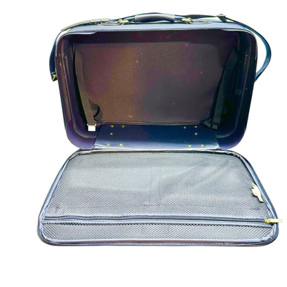 American Tourister Dark Blue Rolling Suitcase With Padlock & Key Vintage Luggage