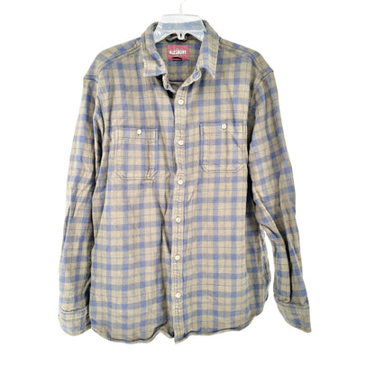 Alesbury Heavy Flannel Shirt Mens XL Reg Olive Navy Plaid Long Sleeve Button-Up