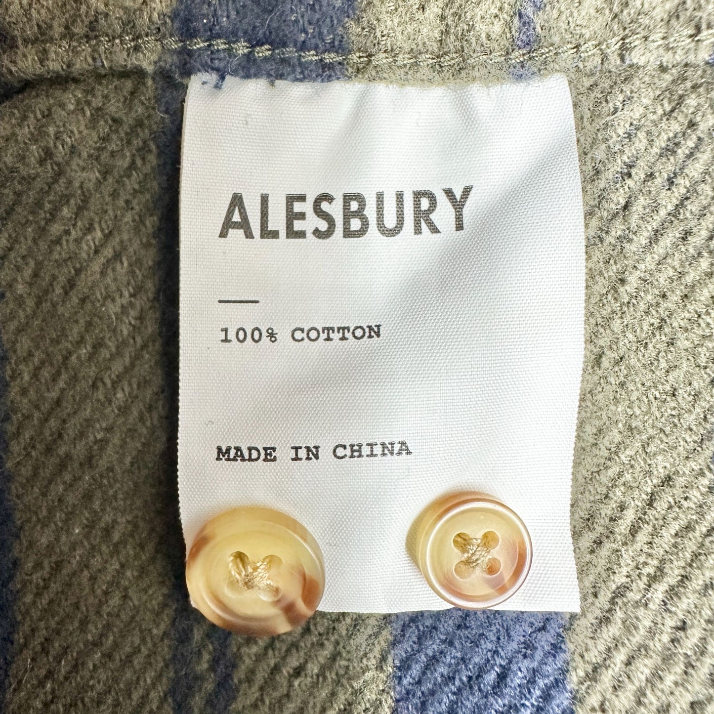 Alesbury Heavy Flannel Shirt Mens XL Reg Olive Navy Plaid Long Sleeve Button-Up