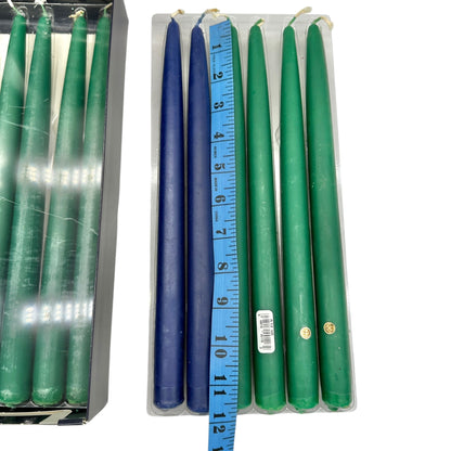 Colonial Candle of Cape Cod 12 Handipt Candles A12 Mixed Lot 10 Green 2 Blue