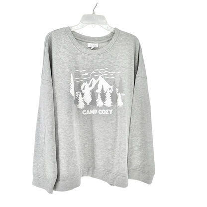 Camp Cozy Bobeau Sleepwear Sweatshirt 3X Pullover Heather Gray Relaxed Fit NWT