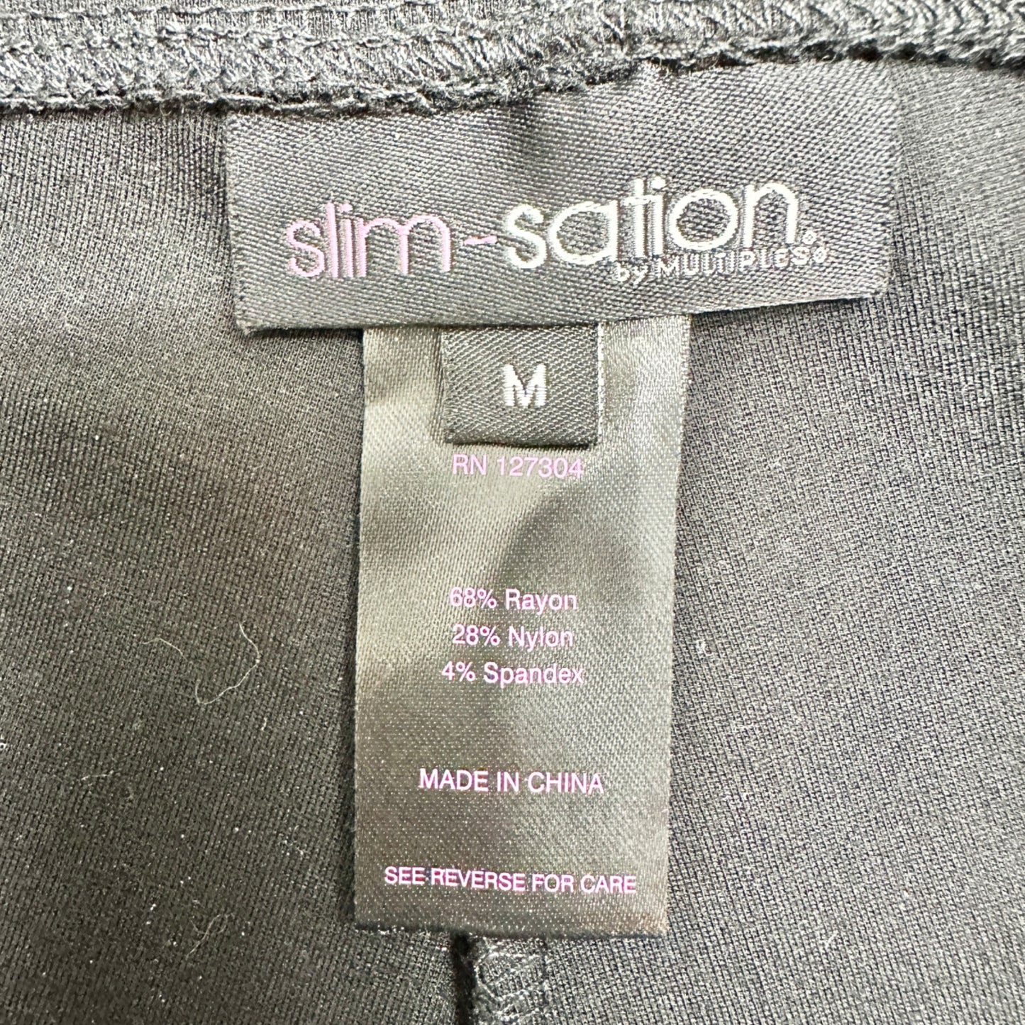 Slim Sation by Multipless Pants Womens Medium Black Pull-On Stretch 28" Inseam