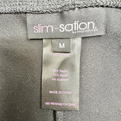 Slim Sation by Multipless Pants Womens Medium Black Pull-On Stretch 28" Inseam