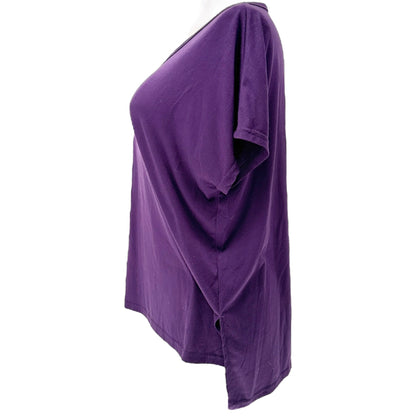 Fisoul T-Shirt Womens XL Purple V-Neck SS Relaxed Fit Cotton Poly Blend Loose