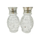 Vintage Glass and Metal Salt and Pepper Shakers 2 Inches Tall Textured Design