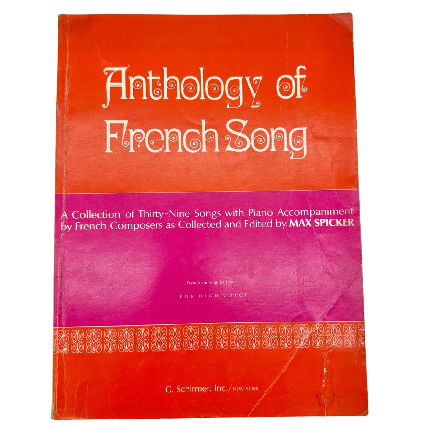 Anthology Of French Song High Voice Edition 39 Songs w Piano Spicker Schirmer