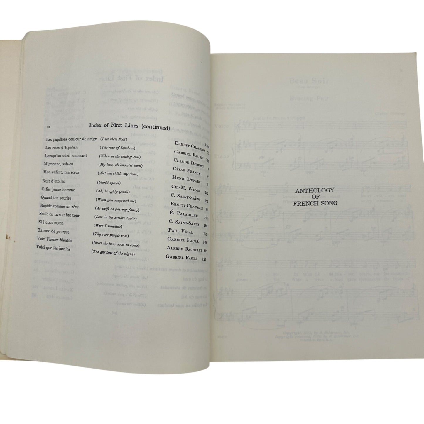 Anthology Of French Song High Voice Edition 39 Songs w Piano Spicker Schirmer