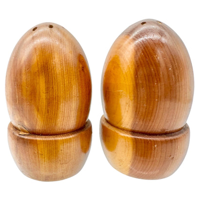 Vintage Wooden Egg Shape Salt and Pepper Shakers Greenville Mississippi Souvenir