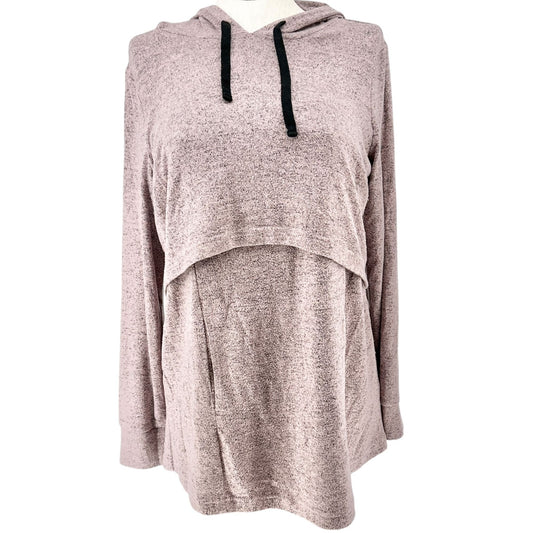 Motherhood Maternity Nursing Hoodie Womens XL Mauve Soft Knit Long Sleeve Top