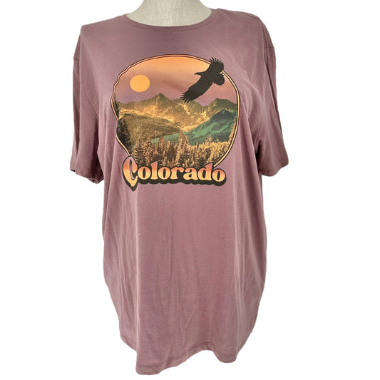Old Navy XXL Mauve Graphic Tee Colorado Design Soft-Washed Cotton Poly Blend