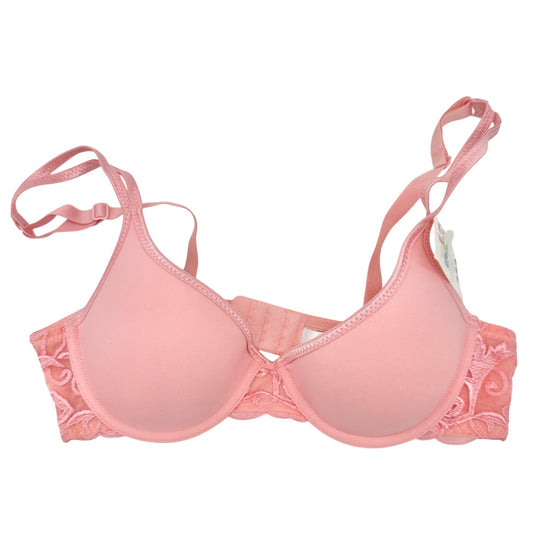 Essential Bodywear Womens Pink Lace Underwire Bra 34A Lightweight Adjustable
