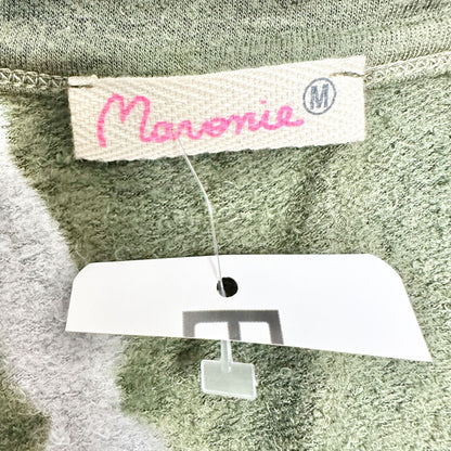 Maronie Crop Top Womens M Tie-Dye Olive Green and White Long-Sleeve