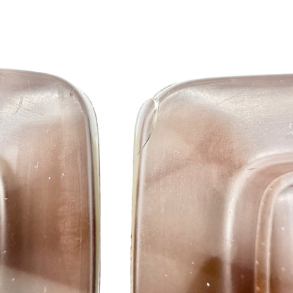 Vtg Plastic Salt and Pepper Shakers Fruit Design Brown Lids Mid-Century Decor 4"