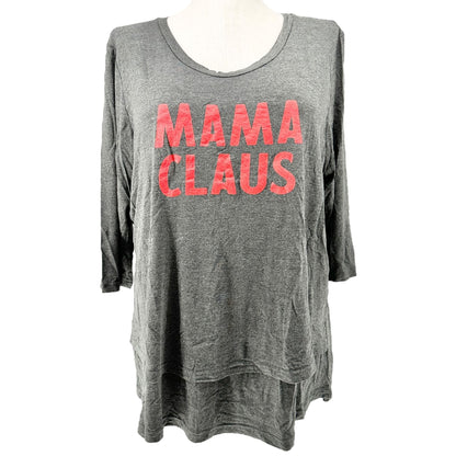 Latched Mama Nursing Top 2.0 Womens Size 1X Charcoal Gray MAMA CLAUS 3/4 Sleeve