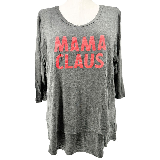 Latched Mama Nursing Top 2.0 Womens Size 1X Charcoal Gray MAMA CLAUS 3/4 Sleeve
