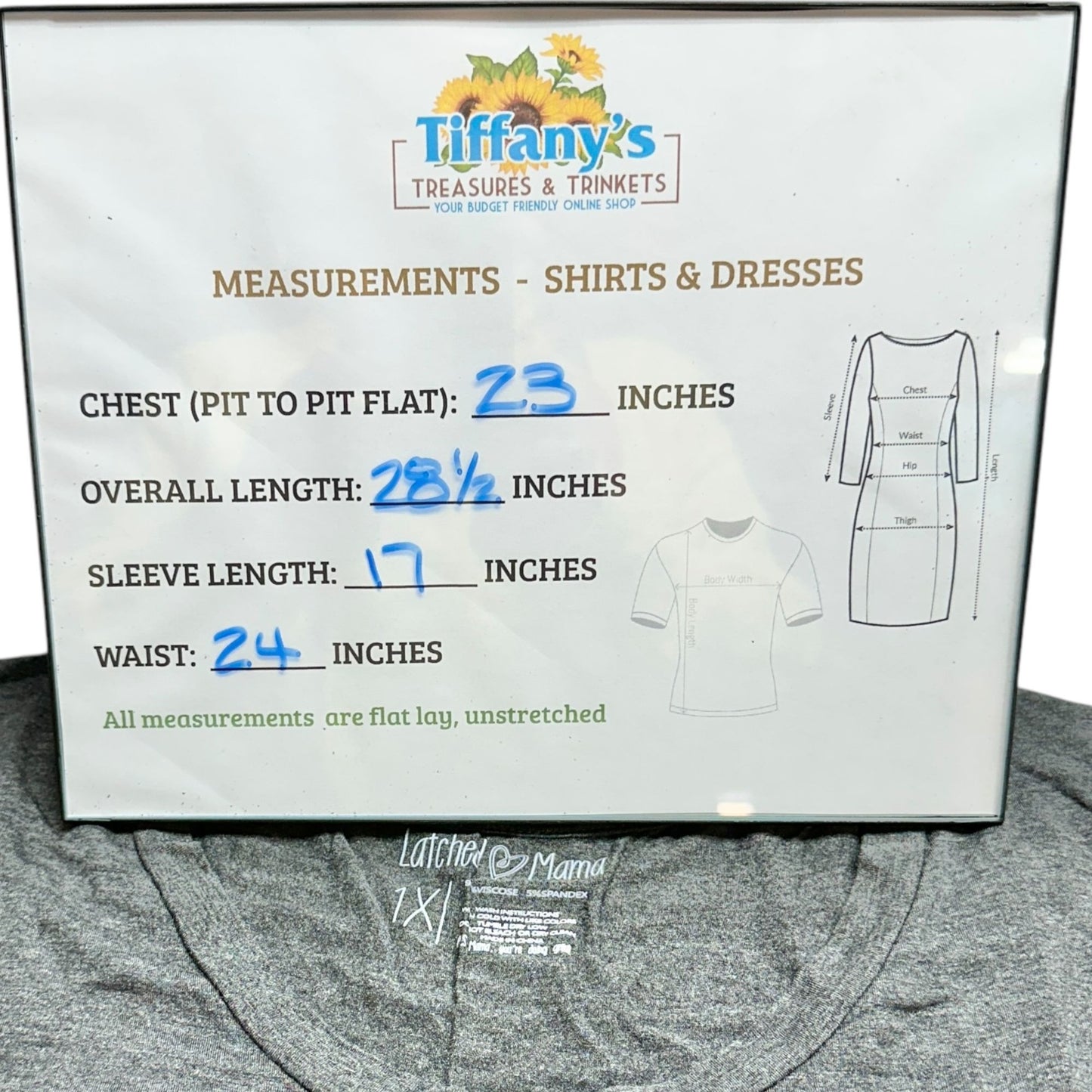 Latched Mama Nursing Top 2.0 Womens Size 1X Charcoal Gray MAMA CLAUS 3/4 Sleeve