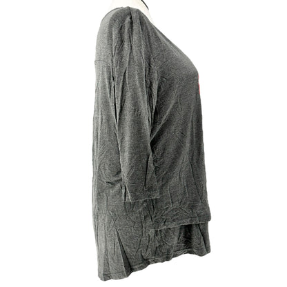 Latched Mama Nursing Top 2.0 Womens Size 1X Charcoal Gray MAMA CLAUS 3/4 Sleeve