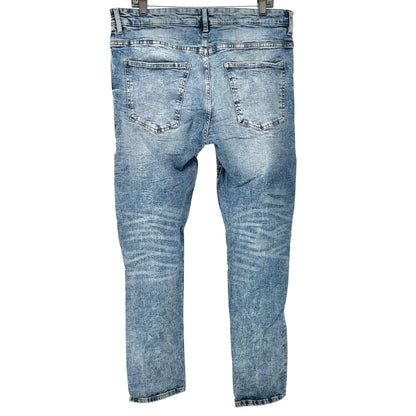 Jeans Mens 34 Skinny Moto Ribbed Knee Detail Distress Lt Wash Denim H&M Divided