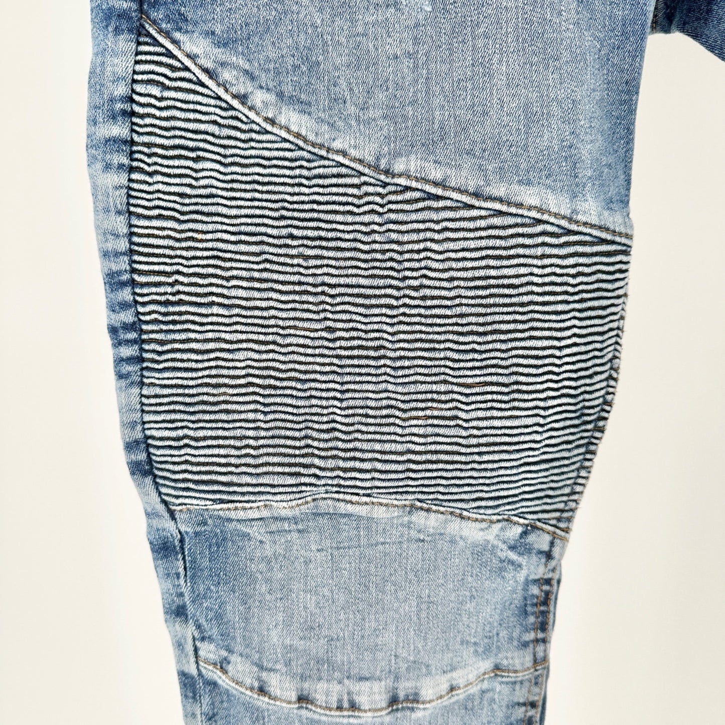 Jeans Mens 34 Skinny Moto Ribbed Knee Detail Distress Lt Wash Denim H&M Divided
