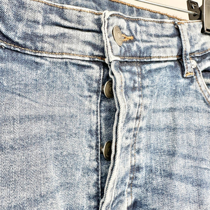 Jeans Mens 34 Skinny Moto Ribbed Knee Detail Distress Lt Wash Denim H&M Divided