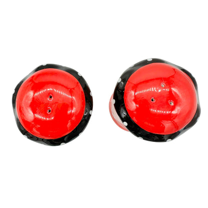 Christmas Red Snowflake Ceramic Salt and Pepper Shakers Festive Winter Decor