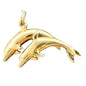 Goldtone Double Dolphin Pendant Charm Ocean Theme Jewelry Gift 1.5 inch Wide