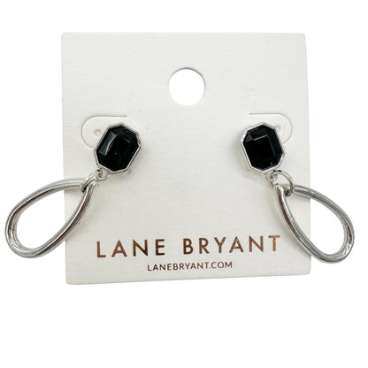 Lane Bryant Drop Earrings With Black Faux Gemstone and Silver Tone Oval Design