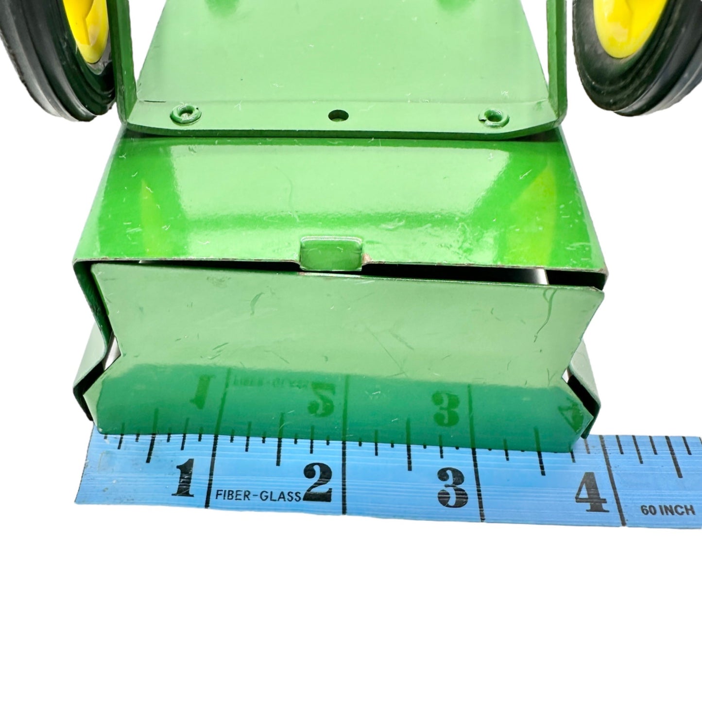 Vintage John Deere Toy Wagon Trailer with Hitch Green Metal Yellow Wheels