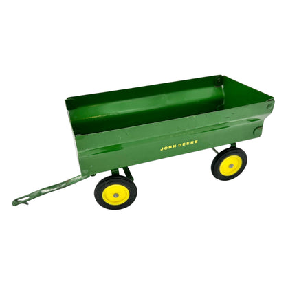 Vintage John Deere Toy Wagon Trailer with Hitch Green Metal Yellow Wheels
