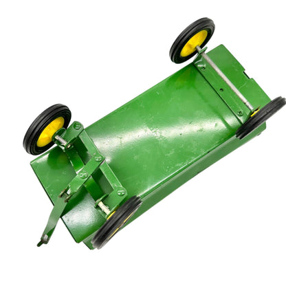 Vintage John Deere Toy Wagon Trailer with Hitch Green Metal Yellow Wheels