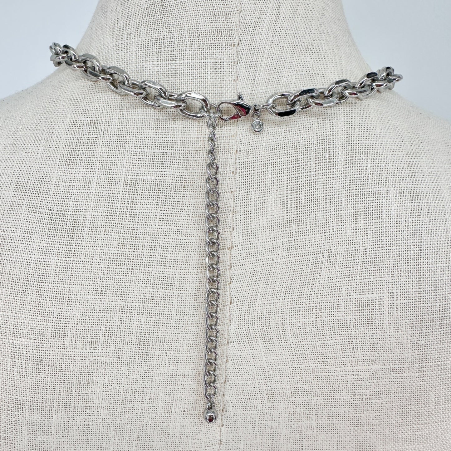 Hammered Silver Heart Pendant Necklace Chunky Chain Adj Lobster Clasp Closure