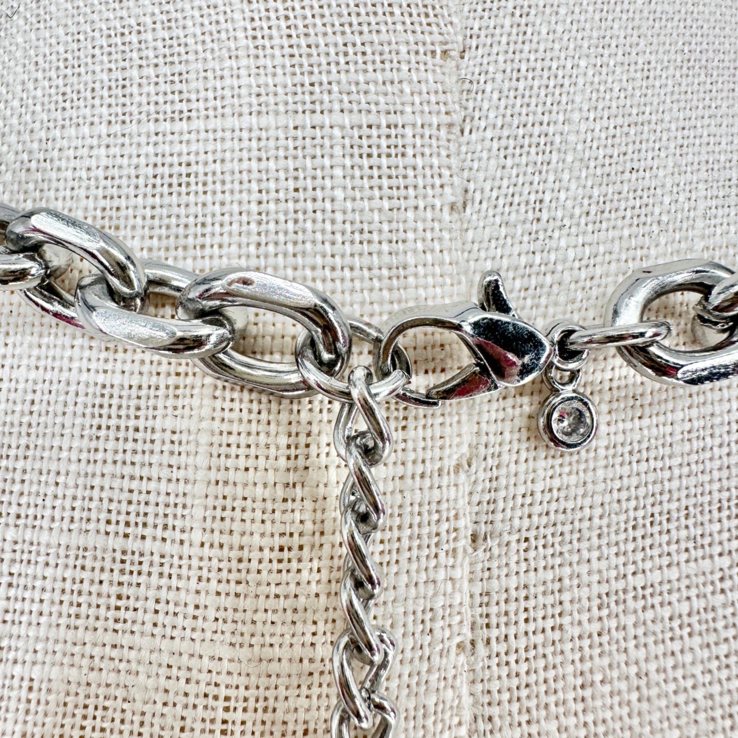 Hammered Silver Heart Pendant Necklace Chunky Chain Adj Lobster Clasp Closure