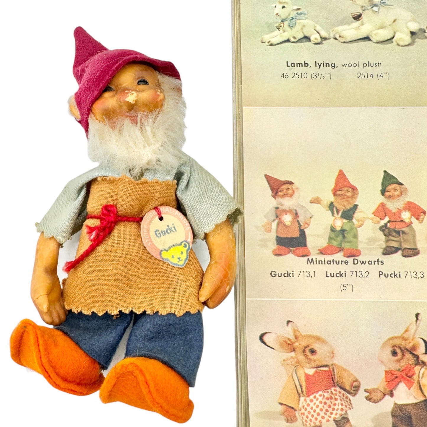 Steiff Gucki Miniature Dwarf Figurine 713,1 Vintage Collectible Germany 1950s 5"