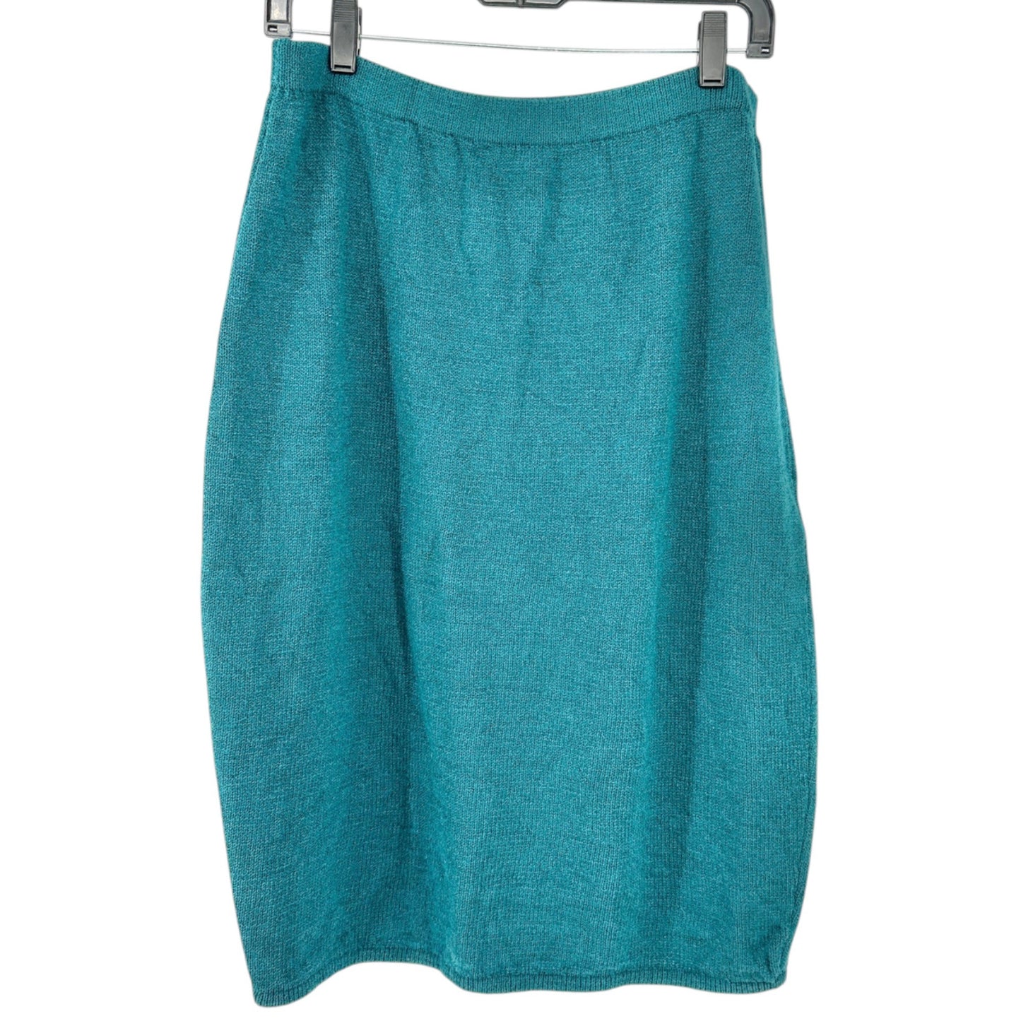 Knit Skirt Womens Size 12 Forest Green Pull-On Elastic Waist Made In USA Comfy