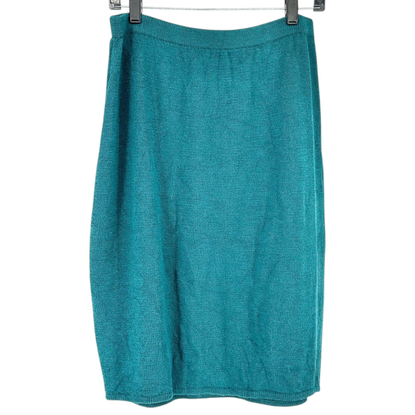 Knit Skirt Womens Size 12 Forest Green Pull-On Elastic Waist Made In USA Comfy