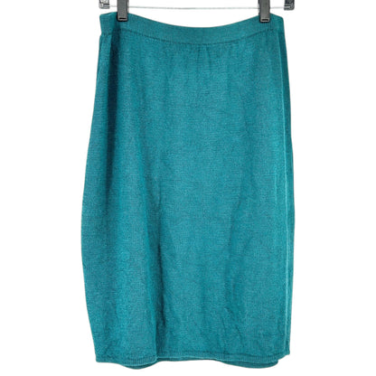 Knit Skirt Womens Size 12 Forest Green Pull-On Elastic Waist Made In USA Comfy