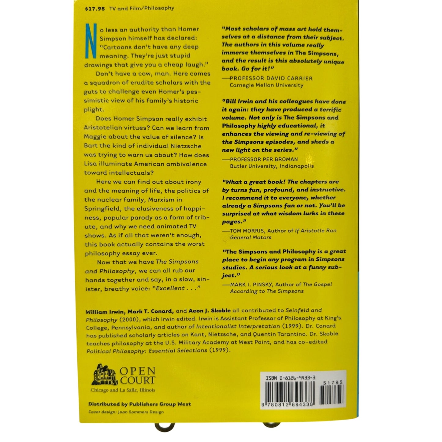 The Simpsons And Philosophy The Doh Of Homer Paperback Book -Irwin Conard Skoble