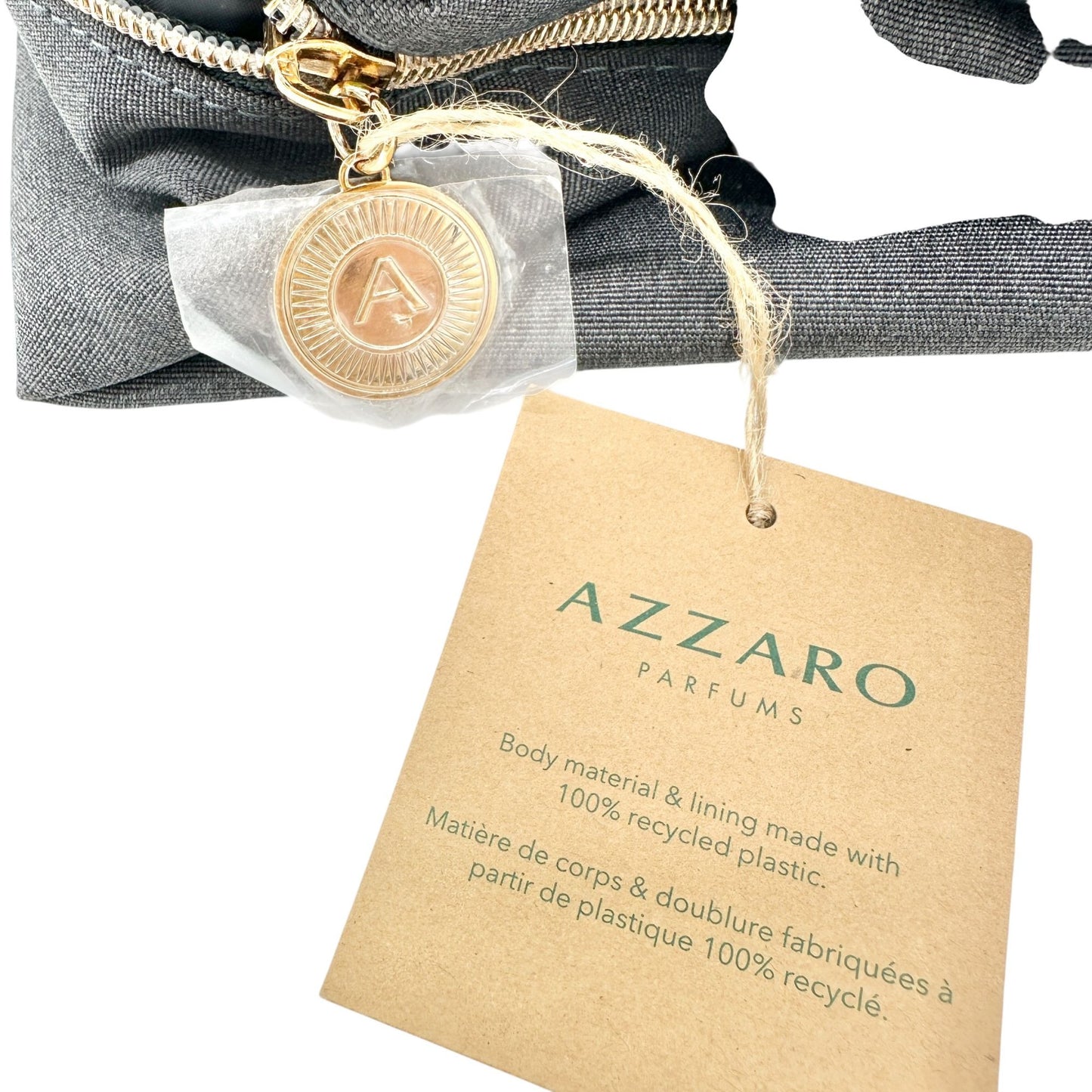 Azzaro Paeduma Duffle Bag Gray and Black Recycled Material NEW 20.5 x 11 x 6.5